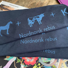 T-skjorte - nordnorsk rebus - hæstkuk - marineblå