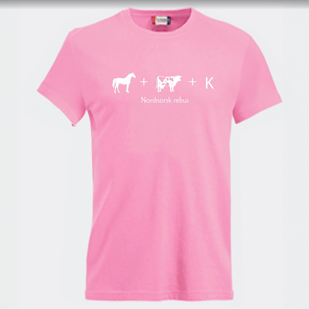 T-skjorte - nordnorsk rebus - hæstkuk - rosa